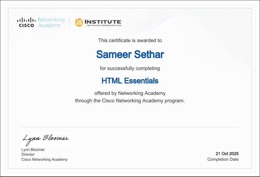HTML Certificate